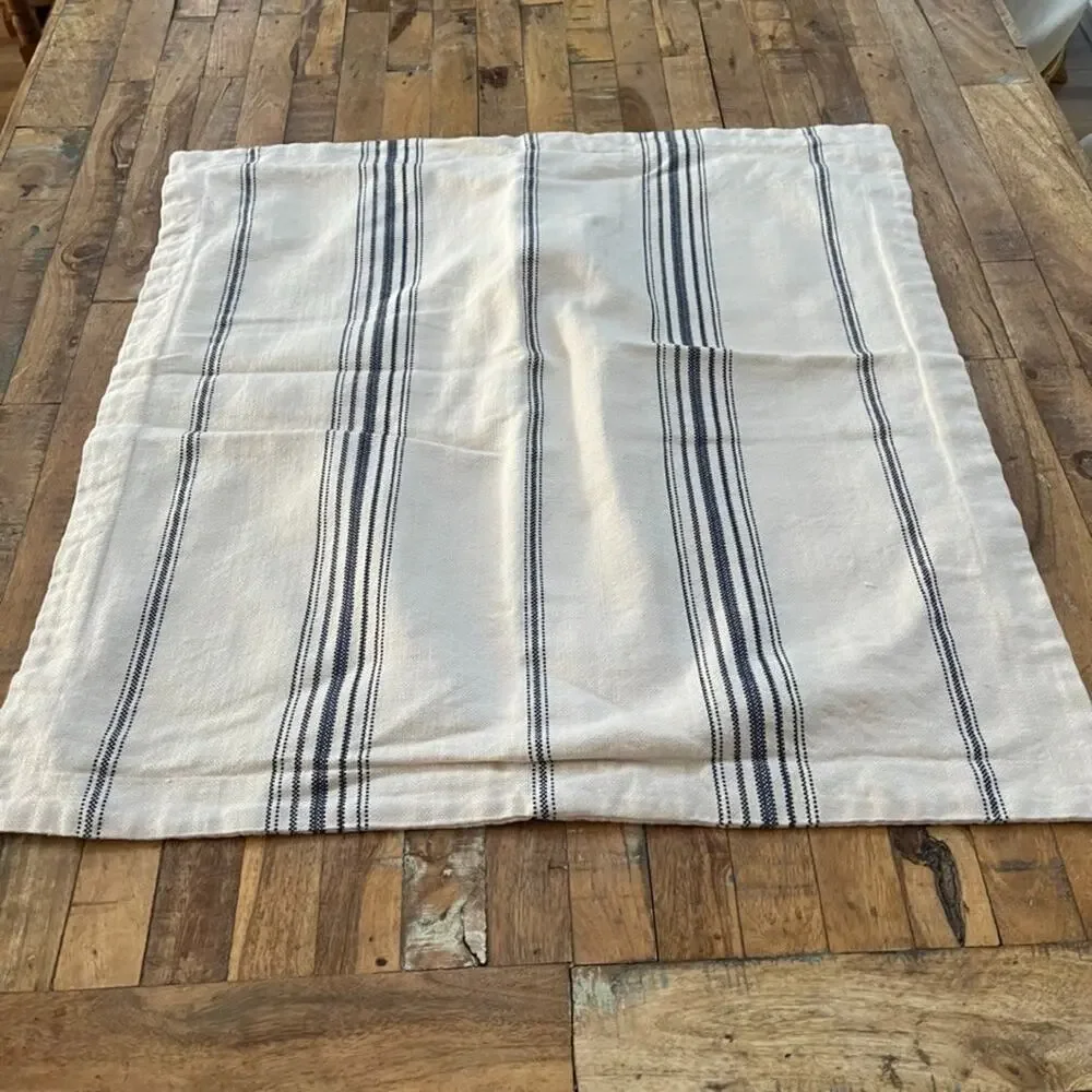 Chaps Euro Pillow Case Pillow Sham 100% Cotton Blue White Stripes